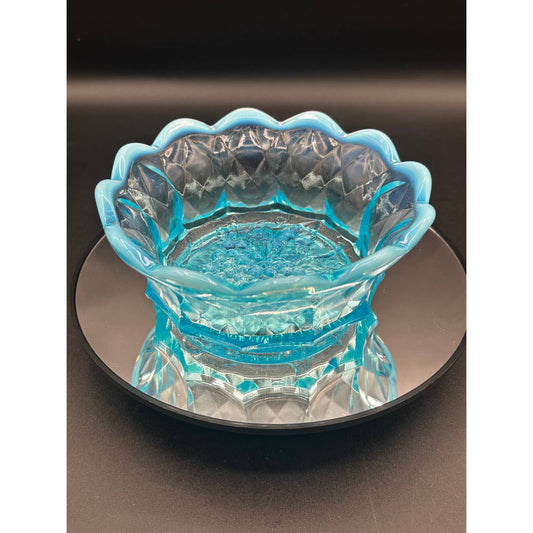 Fenton Opalescent Blue Bowl - grape design