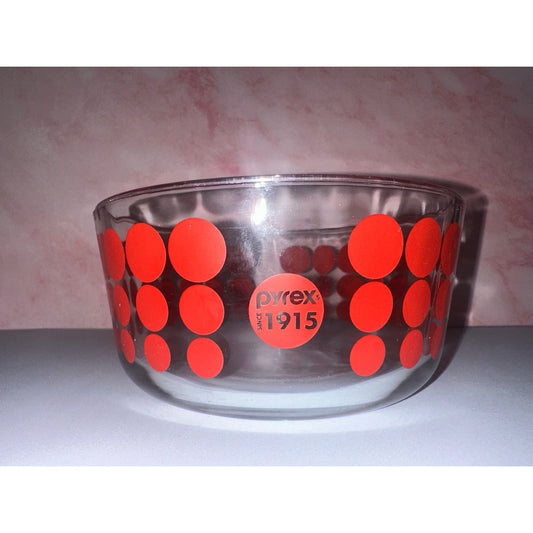 Vintage Pyrex Red Polka Dot 1qt 100th Anniversary Glass Mixing Bowl MCM